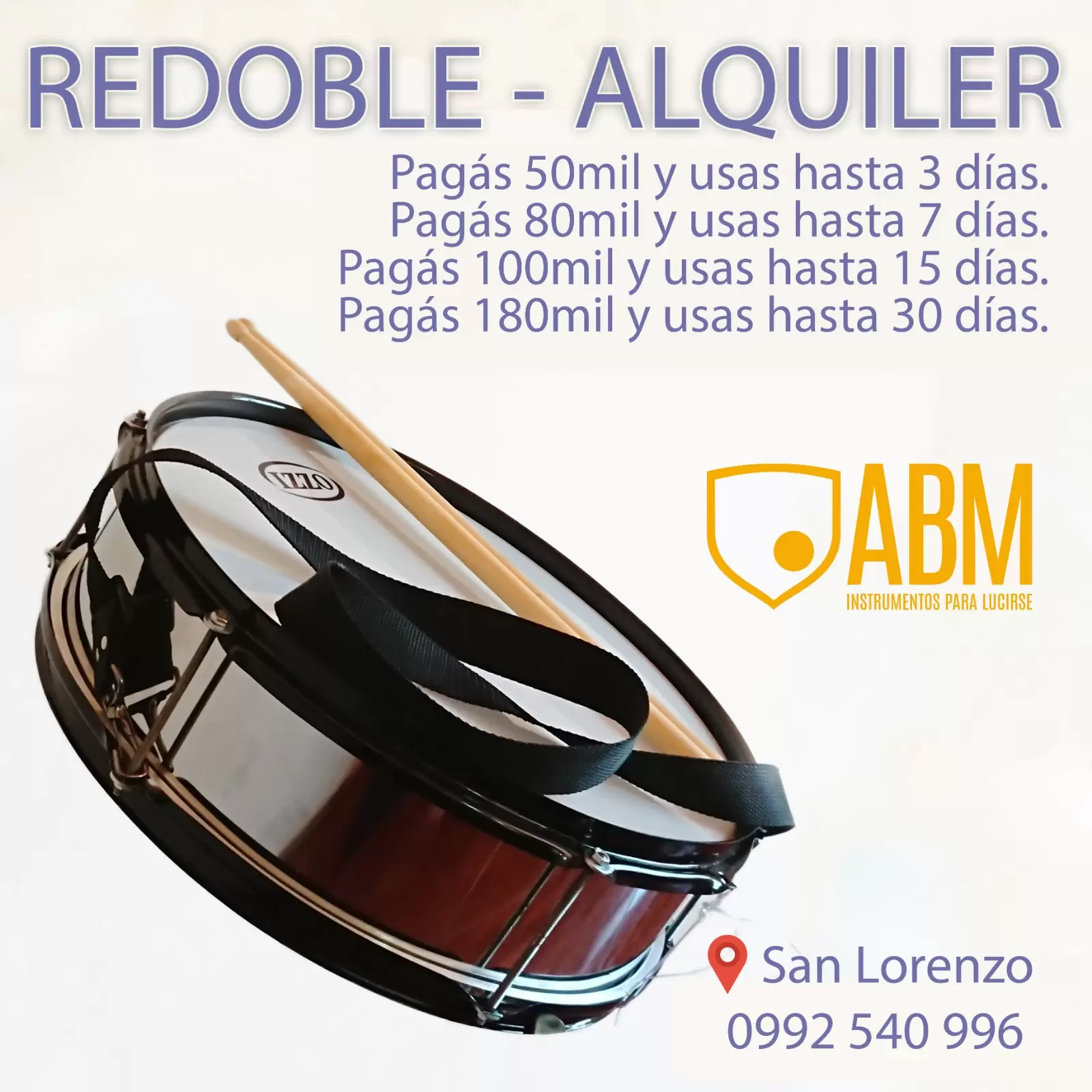 Alquiler de instrumentos para desfile o batucada